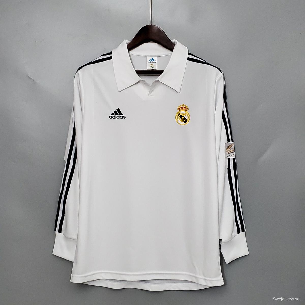 Retro Long Sleeve 01/02 Real Madrid Home Champion league Jersey (No Sponsor)