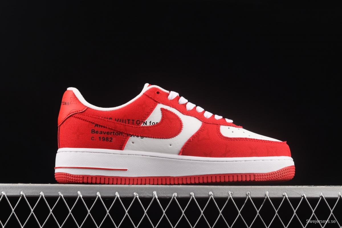 NIKE Air Force 1x07 Low LV printed canvas spliced low-top casual board shoes LA2314-102,