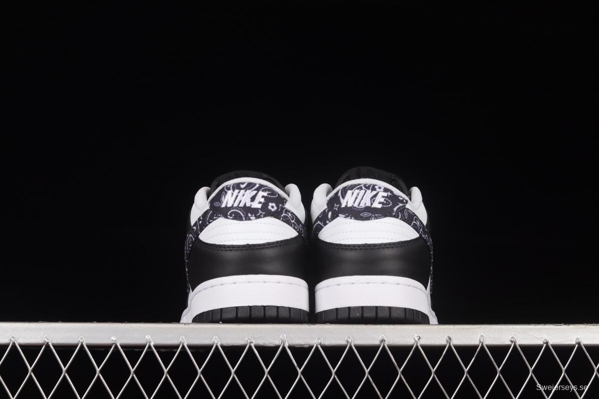 NIKE SB DUNK Low Black Paisley black and white panda cashew flower SB buckle rebound fashion casual board shoes DH4401-100