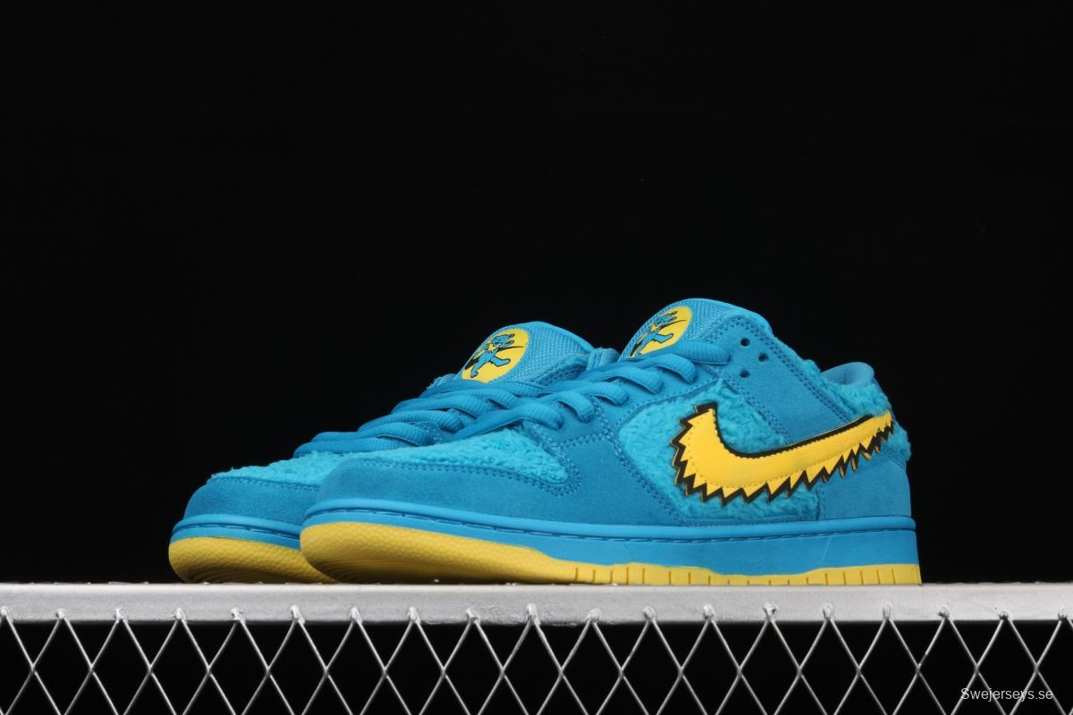 Grateful DeAdidas x NIKE SB DUNK Low Yellow Bear joint style blue and yellow bear sports skateboard shoes CJ5378-400