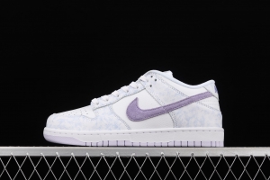 NIKE SB DUNK Low Prm white light purple color SB buckle rebound fashion leisure board shoes DM9467-500