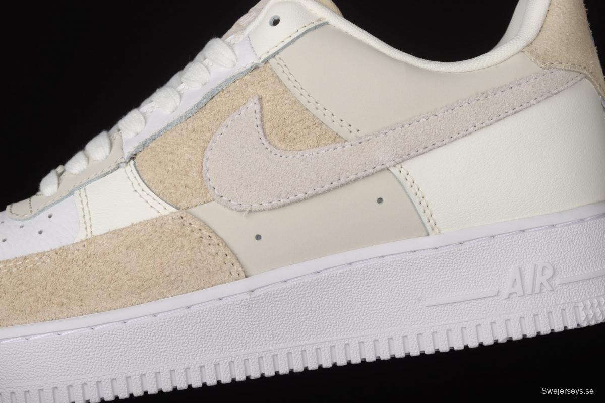 NIKE Air Force 11607 Beach Coconut Milk Leather Milk Tea splicing low-top leisure sports board shoes DD6618-100