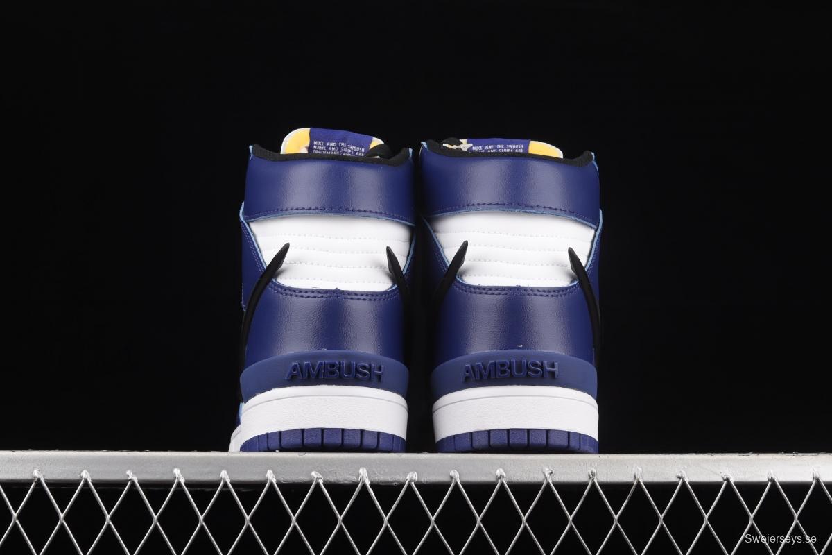 Ambush x NIKE DUNK High joint style black, blue and white high top casual board shoes CU7544-400