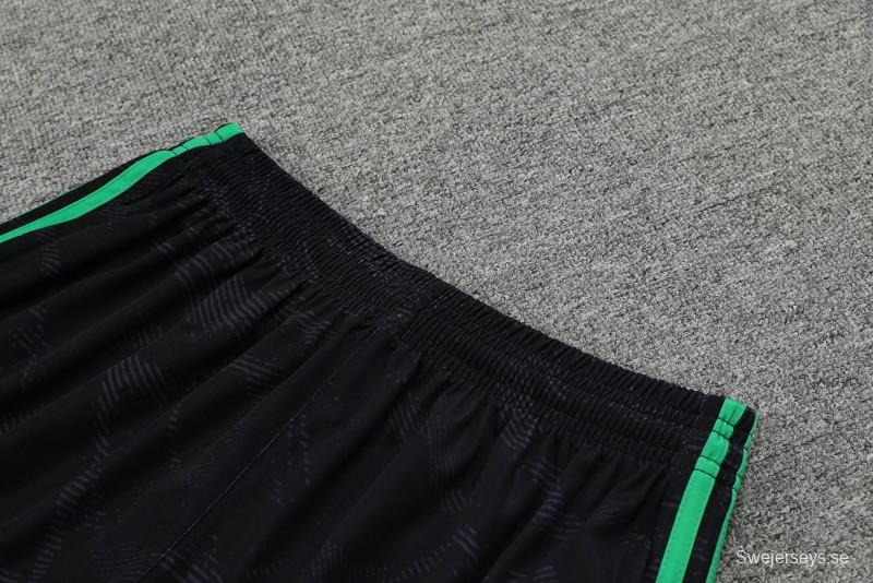 23-24 Real Madrid Black Green Pattern Vest Jersey+Shorts