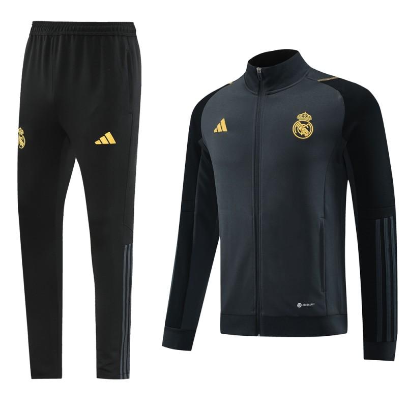 23/24 Real Madrid Grey/Black Full Zipper Jacket+Pants