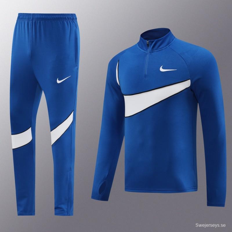 2024 Nike Blue/White Half Zipper Jacket+Pants