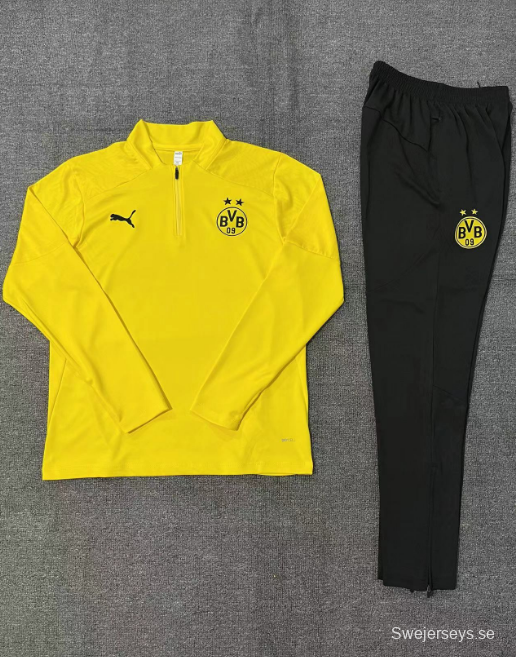 24/25 Kids Borussia Dortmund Yellow Half Zipper Jacket+Long Pants