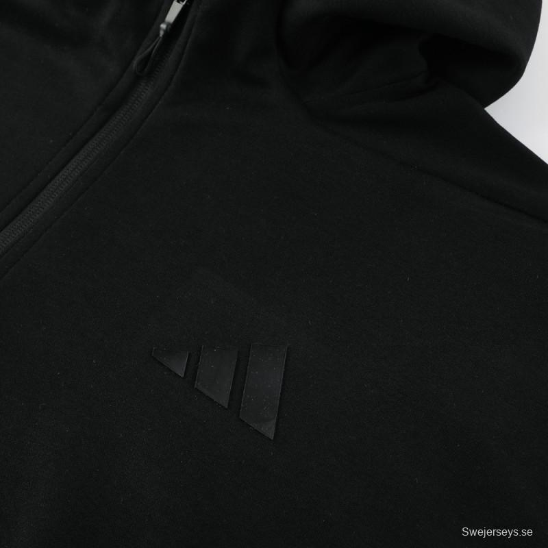 2024 Adidas Black Hoodie Full Zipper Jacket +Long Pants